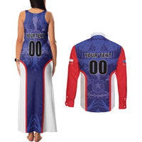 Custom Football Chile Couples Matching Tank Maxi Dress and Long Sleeve Button Shirt Vamos La Roja - Wonder Print Shop