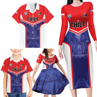 Custom Football Chile Family Matching Long Sleeve Bodycon Dress and Hawaiian Shirt Vamos La Roja - Wonder Print Shop