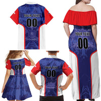 Custom Football Chile Family Matching Off Shoulder Maxi Dress and Hawaiian Shirt Vamos La Roja - Wonder Print Shop