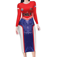 Custom Football Chile Long Sleeve Bodycon Dress Vamos La Roja - Wonder Print Shop