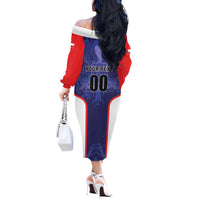 Custom Football Chile Off The Shoulder Long Sleeve Dress Vamos La Roja - Wonder Print Shop