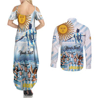 Argentina 2024 Football Champions Couples Matching Summer Maxi Dress and Long Sleeve Button Shirt Vamos La Seleccion Otra Vez Juntos - Wonder Print Shop