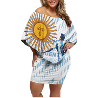 Argentina 2024 Football Champions Family Matching Off Shoulder Short Dress and Hawaiian Shirt Vamos La Seleccion Otra Vez Juntos - Wonder Print Shop
