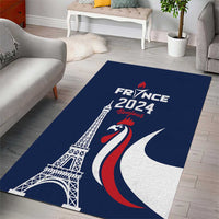 France 2024 Bonjour Area Rug Eiffel Tower Gallic Rooster - Wonder Print Shop