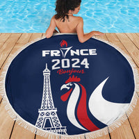 France 2024 Bonjour Beach Blanket Eiffel Tower Gallic Rooster - Wonder Print Shop