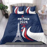France 2024 Bonjour Bedding Set Eiffel Tower Gallic Rooster - Wonder Print Shop