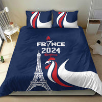 France 2024 Bonjour Bedding Set Eiffel Tower Gallic Rooster - Wonder Print Shop