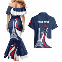 Personalized France 2024 Bonjour Couples Matching Mermaid Dress and Hawaiian Shirt Eiffel Tower Gallic Rooster - Wonder Print Shop