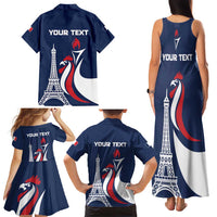 Personalized France 2024 Bonjour Family Matching Tank Maxi Dress and Hawaiian Shirt Eiffel Tower Gallic Rooster - Wonder Print Shop