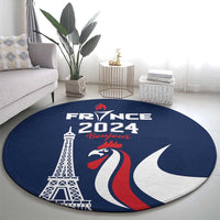 France 2024 Bonjour Round Carpet Eiffel Tower Gallic Rooster