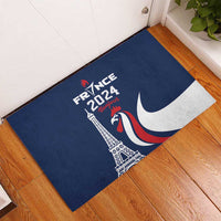 France 2024 Bonjour Rubber Doormat Eiffel Tower Gallic Rooster - Wonder Print Shop