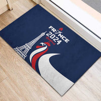 France 2024 Bonjour Rubber Doormat Eiffel Tower Gallic Rooster - Wonder Print Shop