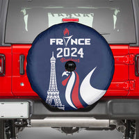 France 2024 Bonjour Spare Tire Cover Eiffel Tower Gallic Rooster - Wonder Print Shop