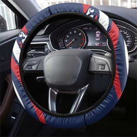 France 2024 Bonjour Steering Wheel Cover Eiffel Tower Gallic Rooster - Wonder Print Shop