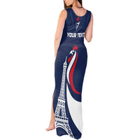 Personalized France 2024 Bonjour Tank Maxi Dress Eiffel Tower Gallic Rooster - Wonder Print Shop