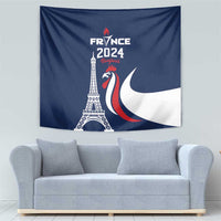 France 2024 Bonjour Tapestry Eiffel Tower Gallic Rooster - Wonder Print Shop