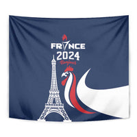 France 2024 Bonjour Tapestry Eiffel Tower Gallic Rooster - Wonder Print Shop