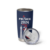 Personalized France 2024 Bonjour Tumbler Cup Eiffel Tower Gallic Rooster - Wonder Print Shop