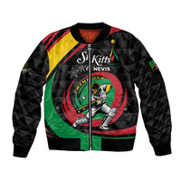 Personalized Saint Kitts and Nevis Cricket Champions Sleeve Zip Bomber Jacket - Wonder Print Shop