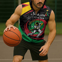 Personalized Saint Kitts and Nevis Cricket Champions Sleeveless Zip Hoodie - Wonder Print Shop