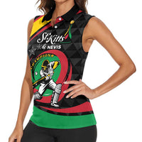 Personalized Saint Kitts and Nevis Cricket Champions Women Sleeveless Polo Shirt - Wonder Print Shop