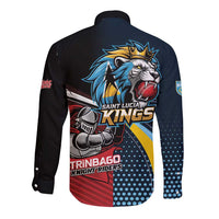 Knight Riders Trinbago Vs Kings St Lucia Cricket Long Sleeve Button Shirt - Wonder Print Shop