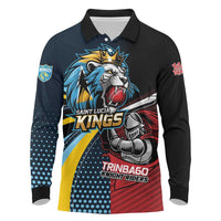 Knight Riders Trinbago Vs Kings St Lucia Cricket Long Sleeve Polo Shirt - Wonder Print Shop