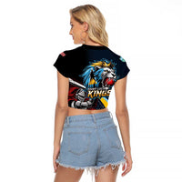 Knight Riders Trinbago Vs Kings St Lucia Cricket Raglan Cropped T Shirt - Wonder Print Shop