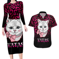 Personalised Love Your Tatas Couples Matching Long Sleeve Bodycon Dress and Hawaiian Shirt Cat Breast Cancer Awareness - Wonder Print Shop