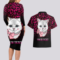 Personalised Love Your Tatas Couples Matching Long Sleeve Bodycon Dress and Hawaiian Shirt Cat Breast Cancer Awareness - Wonder Print Shop