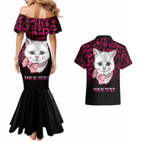 Personalised Love Your Tatas Couples Matching Mermaid Dress and Hawaiian Shirt Cat Breast Cancer Awareness - Wonder Print Shop