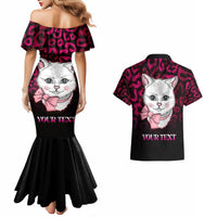Personalised Love Your Tatas Couples Matching Mermaid Dress and Hawaiian Shirt Cat Breast Cancer Awareness - Wonder Print Shop
