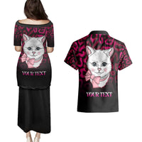 Personalised Love Your Tatas Couples Matching Puletasi Dress and Hawaiian Shirt Cat Breast Cancer Awareness - Wonder Print Shop