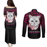 Personalised Love Your Tatas Couples Matching Puletasi Dress and Long Sleeve Button Shirts Cat Breast Cancer Awareness - Wonder Print Shop