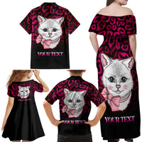 Personalised Love Your Tatas Family Matching Off Shoulder Maxi Dress and Hawaiian Shirt Cat Breast Cancer Awareness - Wonder Print Shop