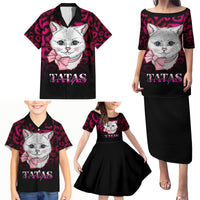 Personalised Love Your Tatas Family Matching Puletasi Dress and Hawaiian Shirt Cat Breast Cancer Awareness - Wonder Print Shop