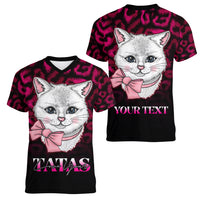 Personalised Love Your Tatas Women V Neck T Shirt Cat Breast Cancer Awareness - Wonder Print Shop