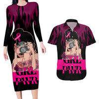 Personalised Girl Power Couples Matching Long Sleeve Bodycon Dress and Hawaiian Shirt Day Of The Girl Breast Cancer Awareness - Wonder Print Shop