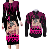 Personalised Girl Power Couples Matching Long Sleeve Bodycon Dress and Long Sleeve Button Shirts Day Of The Girl Breast Cancer Awareness - Wonder Print Shop