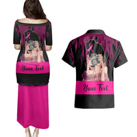 Personalised Girl Power Couples Matching Puletasi Dress and Hawaiian Shirt Day Of The Girl Breast Cancer Awareness - Wonder Print Shop