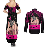 Personalised Girl Power Couples Matching Summer Maxi Dress and Long Sleeve Button Shirts Day Of The Girl Breast Cancer Awareness - Wonder Print Shop