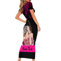 Personalised Girl Power Family Matching Short Sleeve Bodycon Dress and Hawaiian Shirt Day Of The Girl Breast Cancer Awareness - Wonder Print Shop