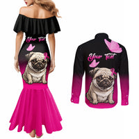 personalised-pink-out-couples-matching-mermaid-dress-and-long-sleeve-button-shirts-pug-dog-breast-cancer-awareness