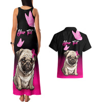 Personalised Pink Out Couples Matching Tank Maxi Dress and Hawaiian Shirt Pug Dog Breast Cancer Awareness - Wonder Print Shop