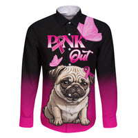 Personalised Pink Out Family Matching Long Sleeve Bodycon Dress and Hawaiian Shirt Pug Dog Breast Cancer Awareness - Wonder Print Shop