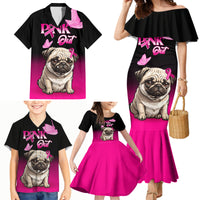 Personalised Pink Out Family Matching Mermaid Dress and Hawaiian Shirt Pug Dog Breast Cancer Awareness - Wonder Print Shop