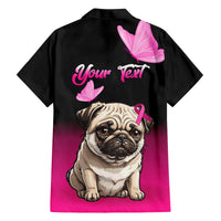Personalised Pink Out Family Matching Short Sleeve Bodycon Dress and Hawaiian Shirt Pug Dog Breast Cancer Awareness - Wonder Print Shop