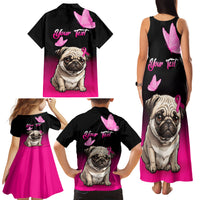 Personalised Pink Out Family Matching Tank Maxi Dress and Hawaiian Shirt Pug Dog Breast Cancer Awareness - Wonder Print Shop
