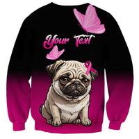 Personalised Pink Out Sweatshirt Pug Dog Breast Cancer Awareness - Wonder Print Shop