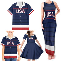 Custom USA Hockey Team Family Matching Tank Maxi Dress and Hawaiian Shirt Go Champions